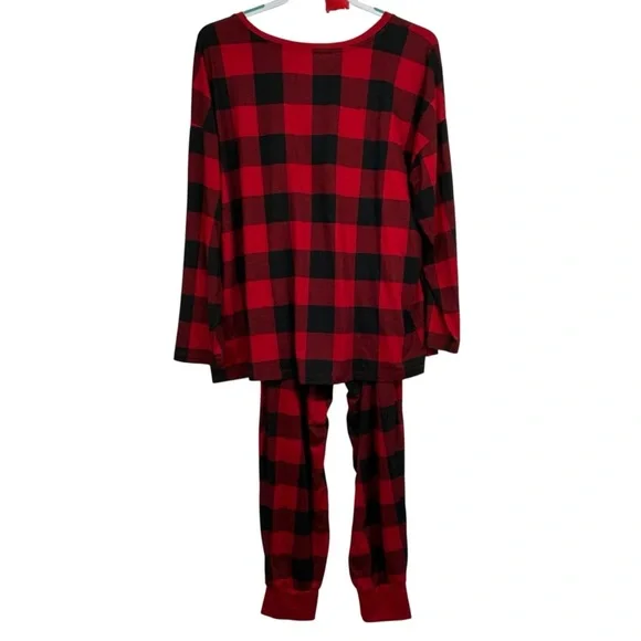 Joyspun Women’s Buffalo Plaid “COZY” Pajama Set – Red/Black Check – Size XL - Picture 5 of 7